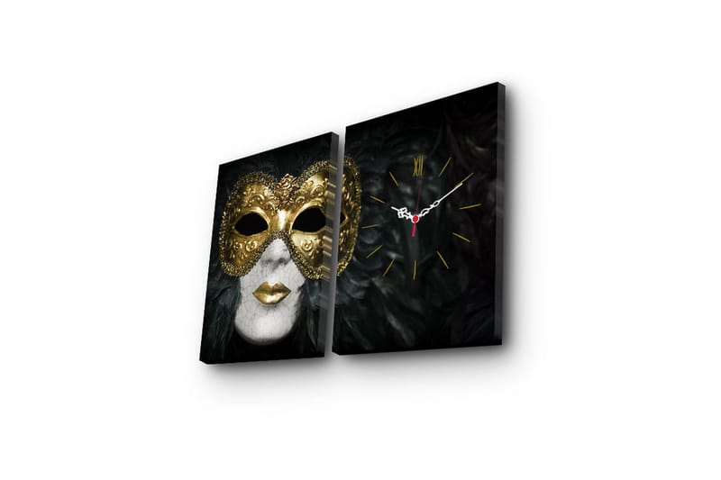 Dekorativ Canvasmålning med Klocka 2 Delar - Flerfärgad - Inredning - Väggdekor - Väggklocka & väggur