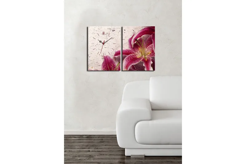 Dekorativ Canvasmålning med Klocka 2 Delar - Flerfärgad - Inredning - Väggdekor - Väggklocka & väggur