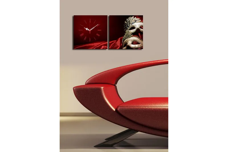 Dekorativ Canvasmålning med Klocka 2 Delar - Flerfärgad - Inredning - Väggdekor - Väggklocka & väggur