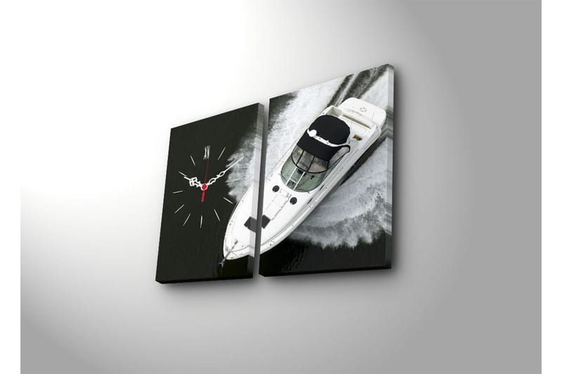 Dekorativ Canvasmålning med Klocka 2 Delar - Flerfärgad - Inredning - Väggdekor - Väggklocka & väggur