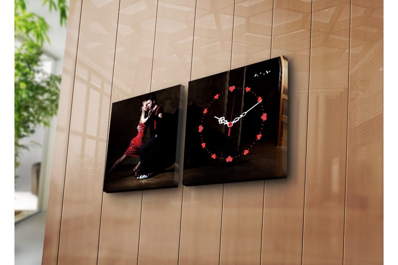 Dekorativ Canvasmålning med Klocka 2 Delar, Flerfärgad