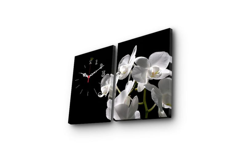 Dekorativ Canvasmålning med Klocka 2 Delar - Flerfärgad - Inredning - Väggdekor - Väggklocka & väggur