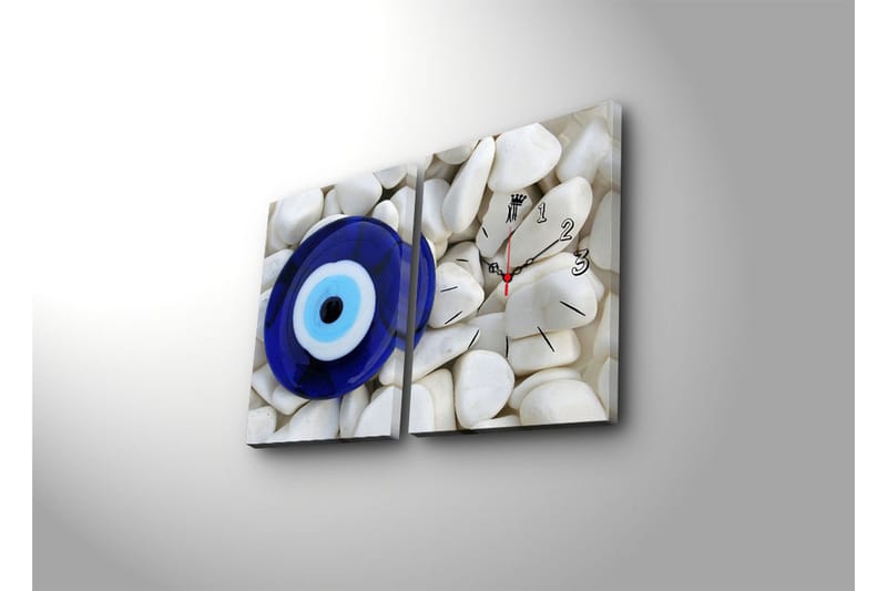 Dekorativ Canvasmålning med Klocka 2 Delar - Flerfärgad - Inredning - Väggdekor - Väggklocka & väggur