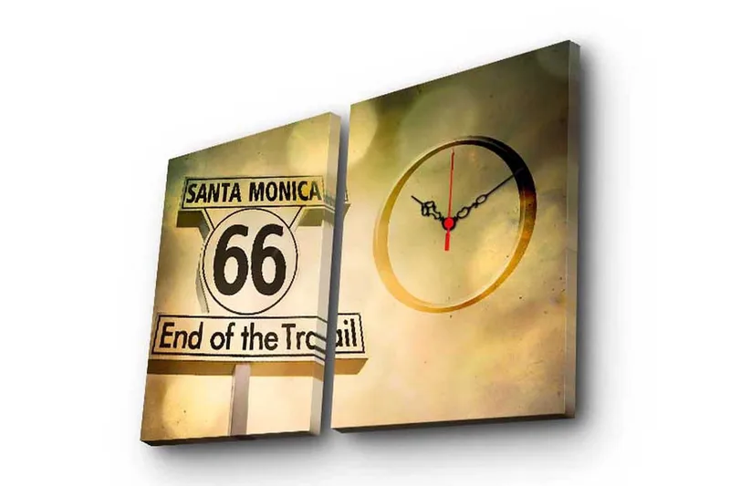 Dekorativ Canvasmålning med Klocka 2 Delar, Flerfärgad