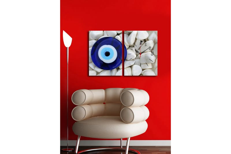 Dekorativ Canvasmålning med Klocka 2 Delar - Flerfärgad - Inredning - Väggdekor - Väggklocka & väggur