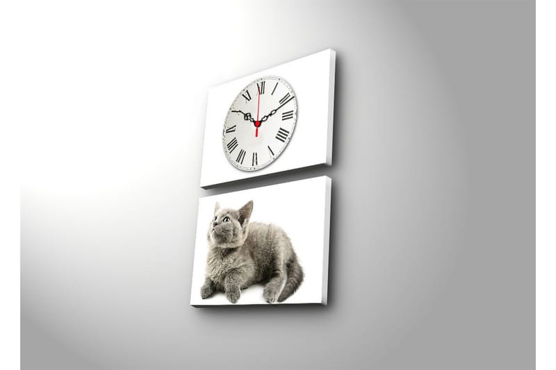 Dekorativ Canvasmålning med Klocka 2 Delar - Flerfärgad - Inredning - Väggdekor - Väggklocka & väggur