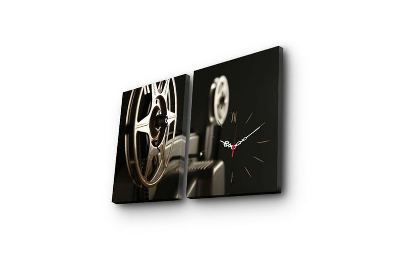 Dekorativ Canvasmålning med Klocka 2 Delar - Flerfärgad - Inredning - Väggdekor - Väggklocka & väggur