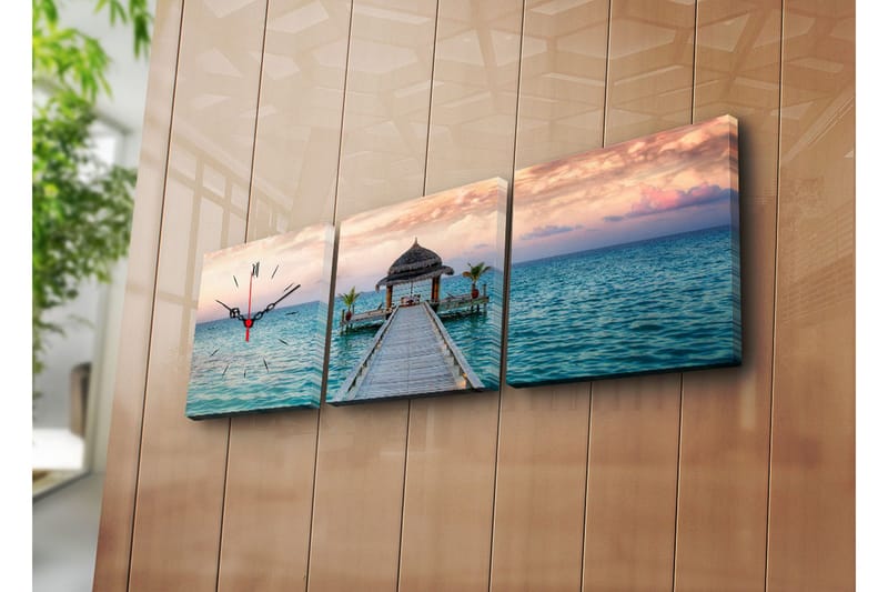 Dekorativ Canvasmålning med Klocka 3 Delar, Flerfärgad