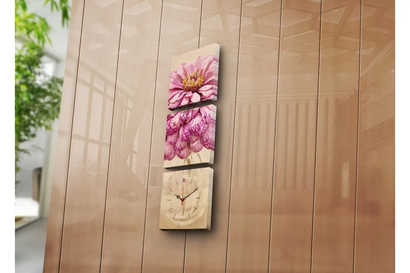 Dekorativ Canvasmålning med Klocka 3 Delar, Flerfärgad