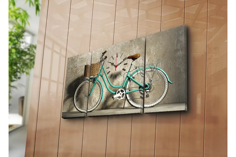 Dekorativ Canvasmålning med Klocka 3 Delar, Flerfärgad