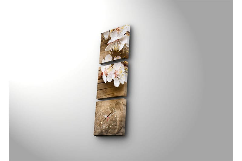 Dekorativ Canvasmålning med Klocka 3 Delar - Flerfärgad - Inredning - Väggdekor - Väggklocka & väggur