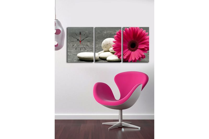 Dekorativ Canvasmålning med Klocka 3 Delar - Flerfärgad - Inredning - Väggdekor - Väggklocka & väggur