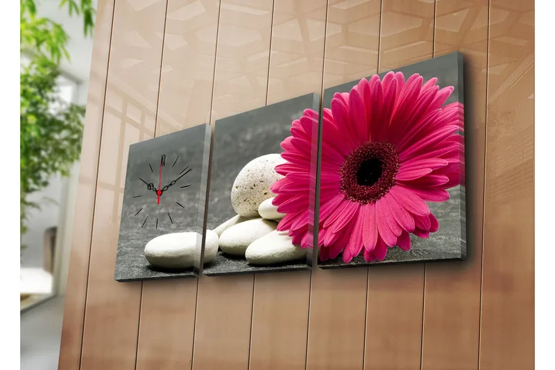 Dekorativ Canvasmålning med Klocka 3 Delar, Flerfärgad