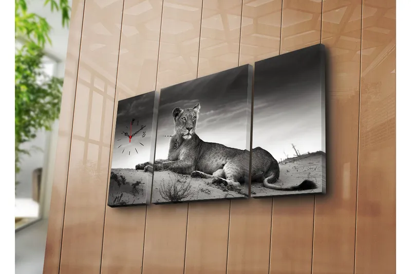 Dekorativ Canvasmålning med Klocka 3 Delar, Flerfärgad