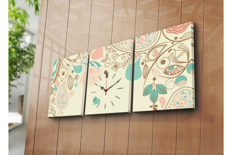 Dekorativ Canvasmålning med Klocka 3 Delar, Flerfärgad