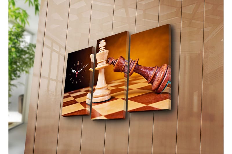 Dekorativ Canvasmålning med Klocka 3 Delar, Flerfärgad