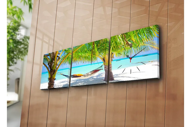 Dekorativ Canvasmålning med Klocka 3 Delar, Flerfärgad