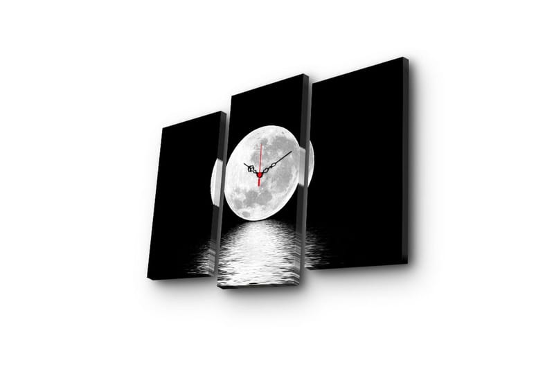 Dekorativ Canvasmålning med Klocka 3 Delar - Flerfärgad - Inredning - Väggdekor - Väggklocka & väggur