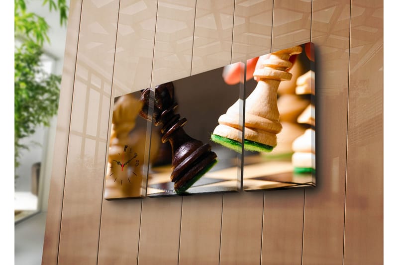 Dekorativ Canvasmålning med Klocka 3 Delar, Flerfärgad