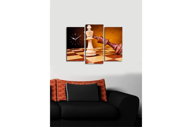 Dekorativ Canvasmålning med Klocka 3 Delar - Flerfärgad - Inredning - Väggdekor - Väggklocka & väggur