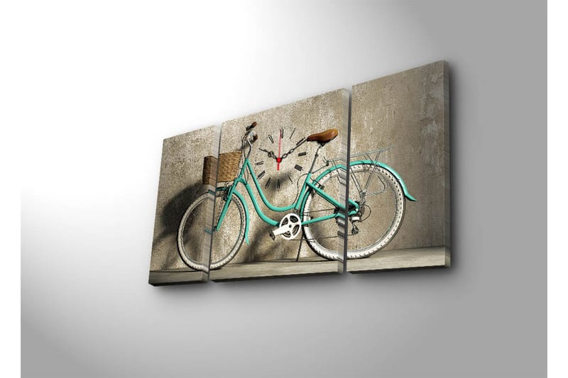 Dekorativ Canvasmålning med Klocka 3 Delar - Flerfärgad - Inredning - Väggdekor - Väggklocka & väggur