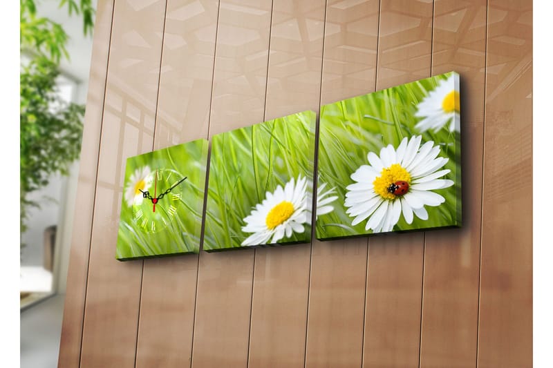 Dekorativ Canvasmålning med Klocka 3 Delar, Flerfärgad