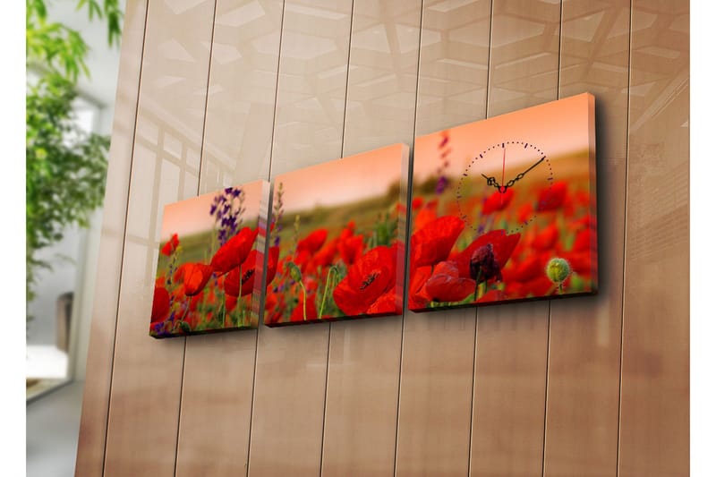 Dekorativ Canvasmålning med Klocka 3 Delar, Flerfärgad