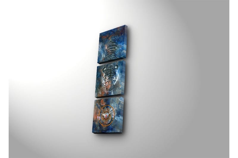 Dekorativ Canvasmålning med Klocka 3 Delar - Flerfärgad - Inredning - Väggdekor - Väggklocka & väggur