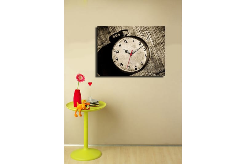 Dekorativ Canvasmålning med Klocka - Flerfärgad - Inredning - Väggdekor - Väggklocka & väggur