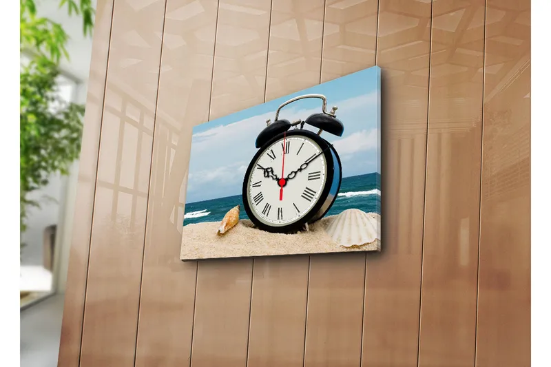 Dekorativ Canvasmålning med Klocka, Flerfärgad