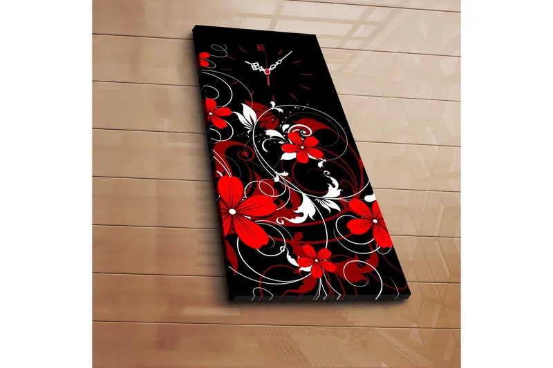 Dekorativ Canvasmålning med Klocka, Flerfärgad