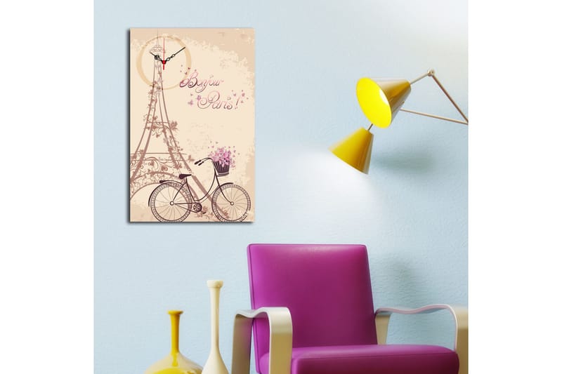 Dekorativ Canvasmålning med Klocka - Flerfärgad - Inredning - Väggdekor - Väggklocka & väggur