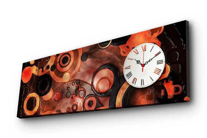 Dekorativ Canvasmålning med Klocka, Flerfärgad