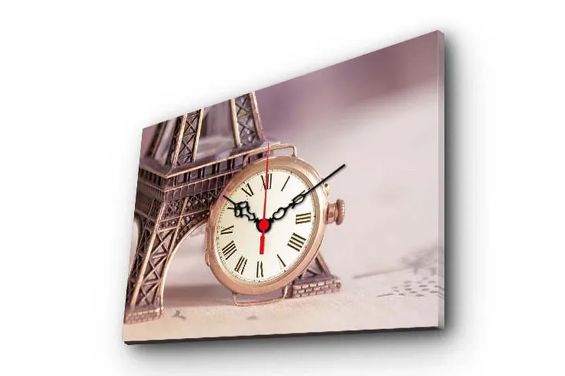 Dekorativ Canvasmålning med Klocka, Flerfärgad
