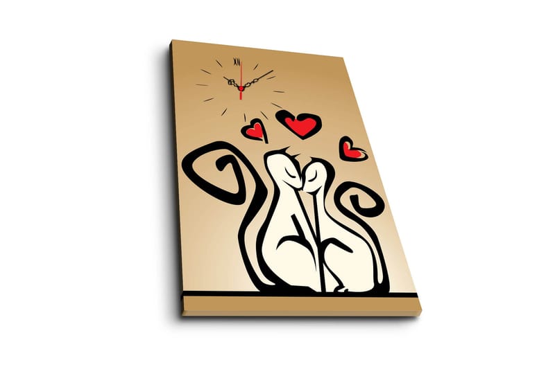 Dekorativ Canvasmålning med Klocka - Flerfärgad - Inredning - Väggdekor - Väggklocka & väggur