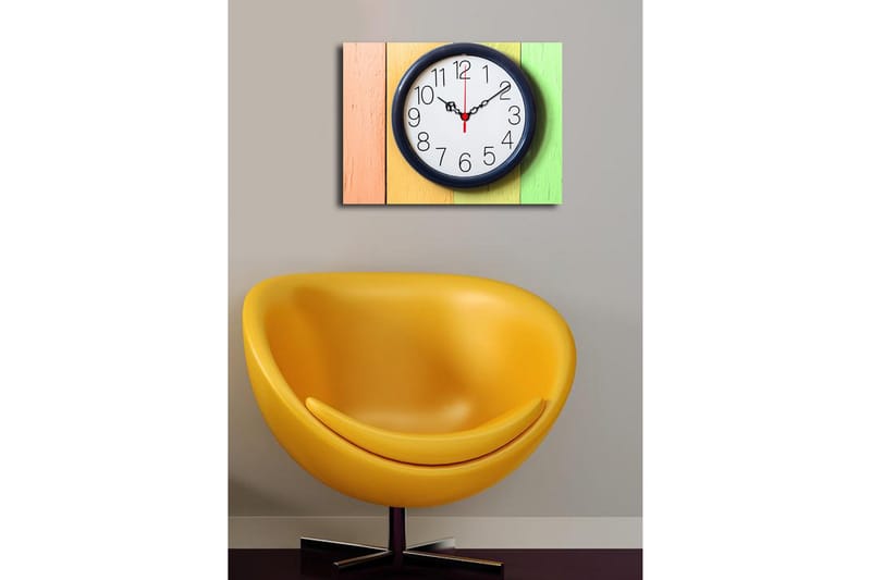 Dekorativ Canvasmålning med Klocka - Flerfärgad - Inredning - Väggdekor - Väggklocka & väggur