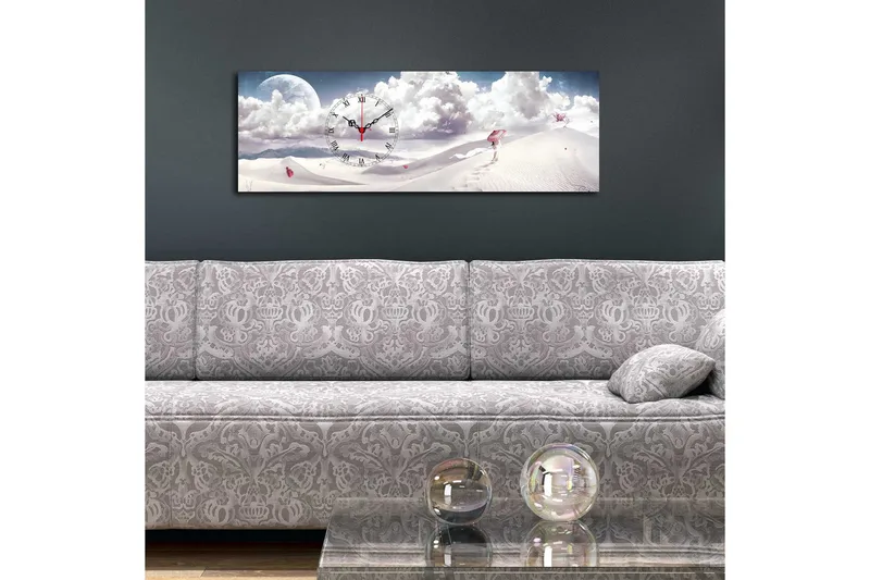 Dekorativ Canvasmålning med Klocka - Flerfärgad - Inredning - Väggdekor - Väggklocka & väggur