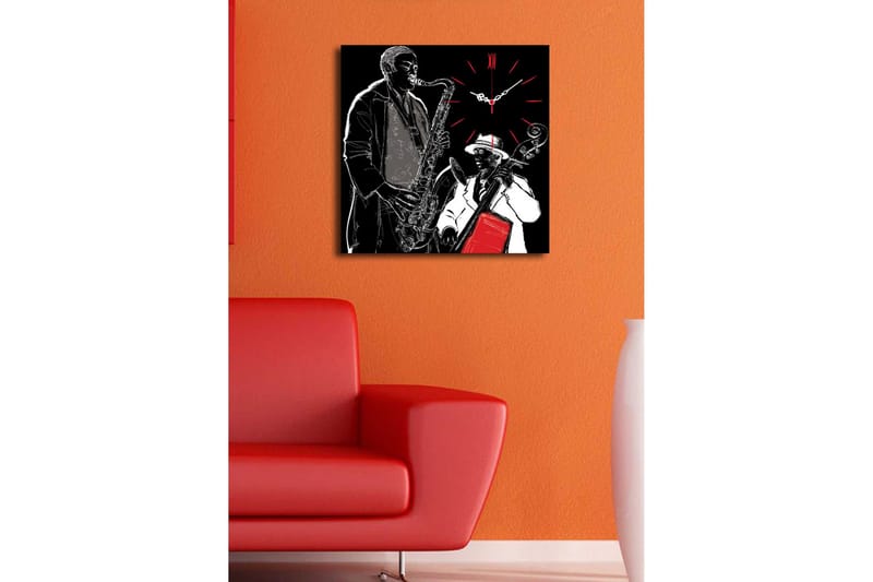 Dekorativ Canvasmålning med Klocka - Flerfärgad - Inredning - Väggdekor - Väggklocka & väggur