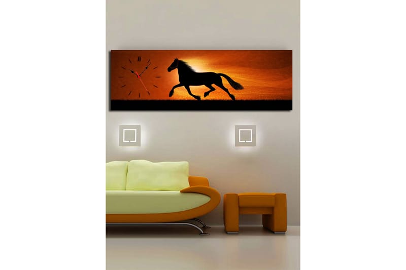 Dekorativ Canvasmålning med Klocka - Flerfärgad - Inredning - Väggdekor - Väggklocka & väggur