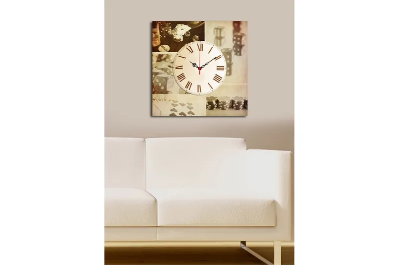 Dekorativ Canvasmålning med Klocka - Flerfärgad - Inredning - Väggdekor - Väggklocka & väggur