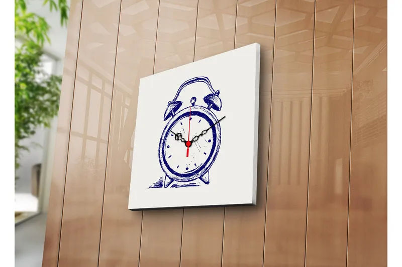 Dekorativ Canvasmålning med Klocka, Flerfärgad