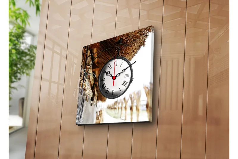 Dekorativ Canvasmålning med Klocka, Flerfärgad