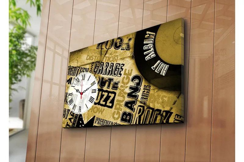 Dekorativ Canvasmålning med Klocka, Flerfärgad