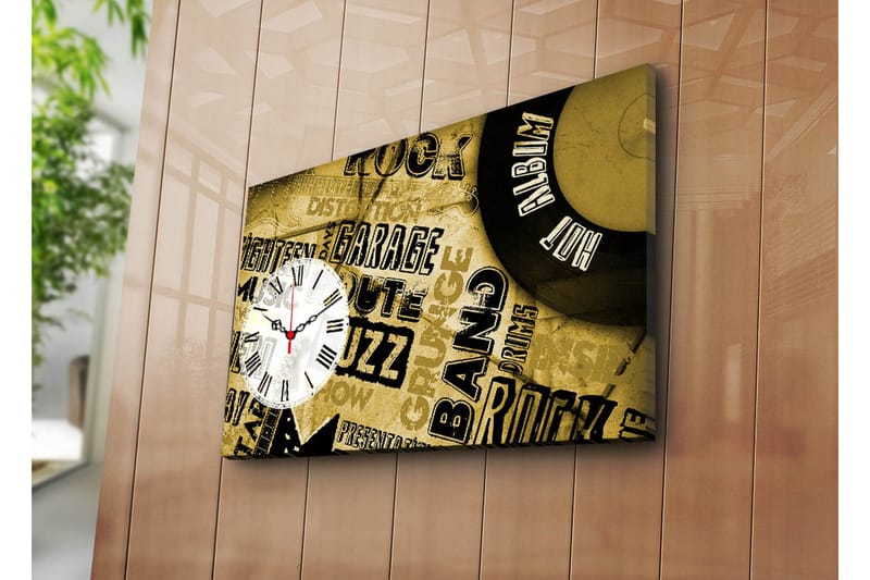 Dekorativ Canvasmålning med Klocka, Flerfärgad