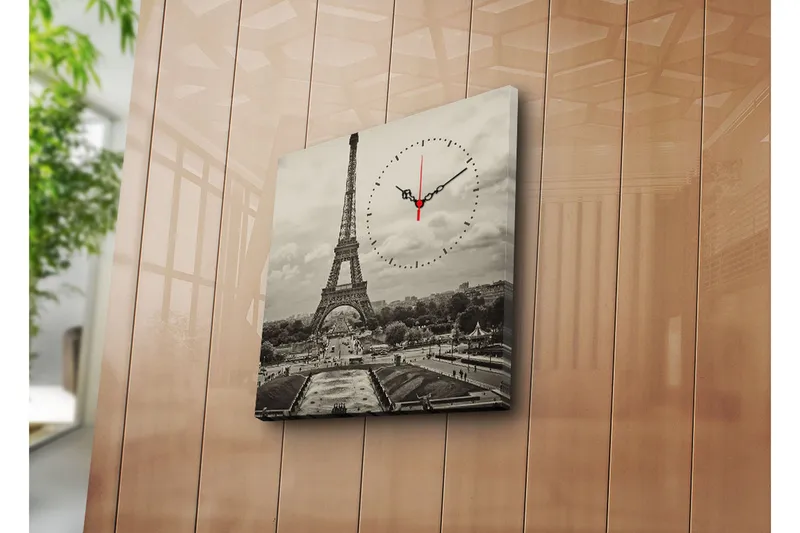 Dekorativ Canvasmålning med Klocka, Flerfärgad