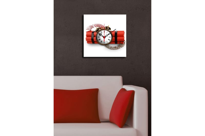 Dekorativ Canvasmålning med Klocka - Flerfärgad - Inredning - Väggdekor - Väggklocka & väggur