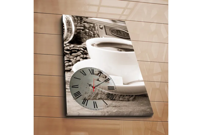 Dekorativ Canvasmålning med Klocka, Flerfärgad