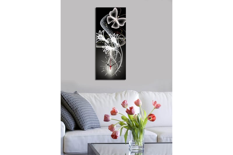 Dekorativ Canvasmålning med Klocka - Flerfärgad - Inredning - Väggdekor - Väggklocka & väggur