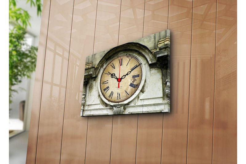 Dekorativ Canvasmålning med Klocka, Flerfärgad