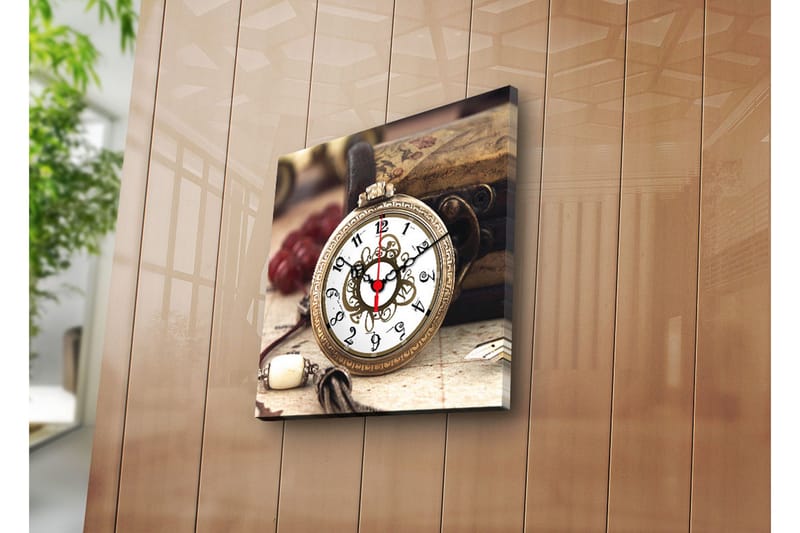 Dekorativ Canvasmålning med Klocka, Flerfärgad